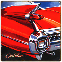 1960's Cadillac Rear End Metal Sign - 12" x 12"