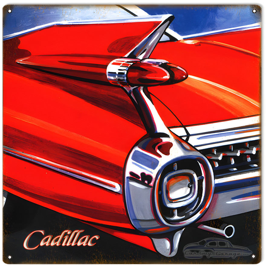 1960's Cadillac Rear End Metal Sign - 12" x 12" 1960's Cadillac Rear End Metal Sign - 12" x 12"