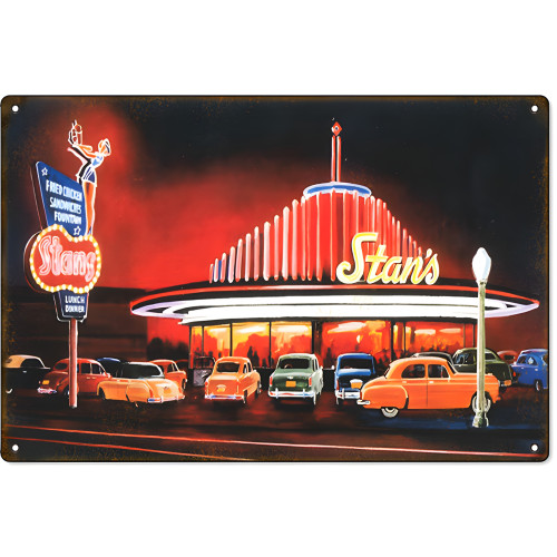 Stan's Restaurant 16th and K or J Street Metal Sign - 12" x 18"