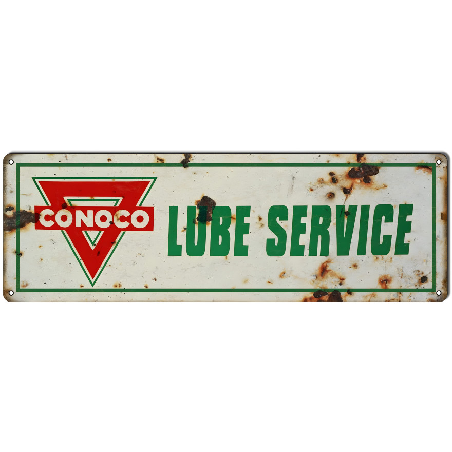 Conoco Lubrication Service Metal Sign - 6" x 18"