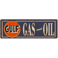 Gulf Gas & Oil Metal Sign - 8" x 24"