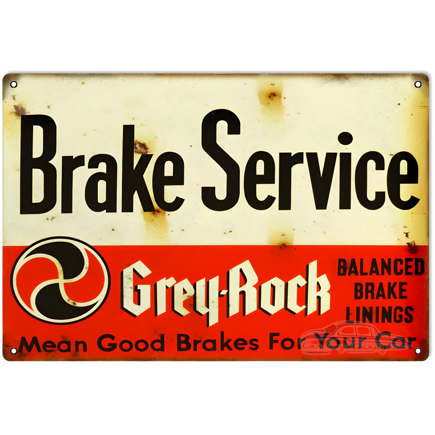 Brake Service Grey-Rock Balanced Brake Linings Metal Sign - 12" x 18" Brake Service Grey-Rock Balanced Brake Linings Metal Sign - 12" x 18"