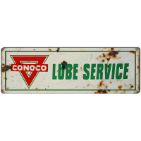 Conoco Lubrication Service Metal Sign - 8" x 24"