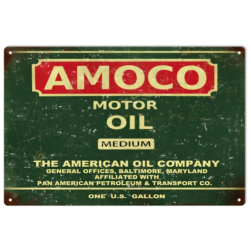 Amoco Gas And Motor Oil Metal Sign - 12" x 18"