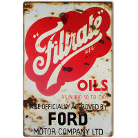 Ford Filtrate Oils Metal Sign - 12" x 18"