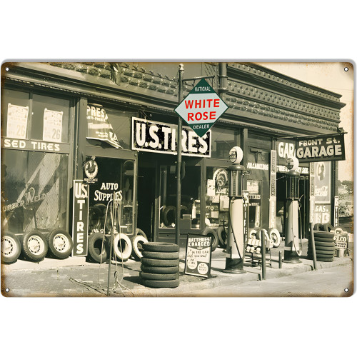 White Rose Tires Dealer Metal Sign - 12" x 18"