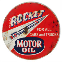 Rocket Motor Oil Metal Sign - 14" Round