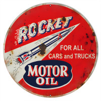 Rocket Motor Oil Metal Sign - 18" Round