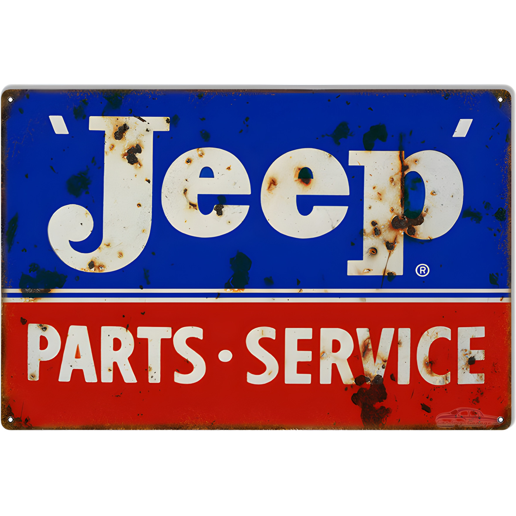 Blue And Red Jeep Parts Metal Sign - 12
