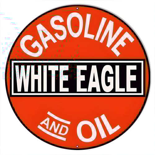 White Eagle Gas And Oil Metal Sign - 24" Round