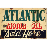 ATLANTIC Motor Oil Sold Here Metal Sign - 12" x 18"