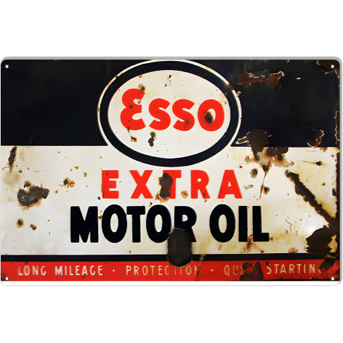 Esso Extra Motor Oil Gas Station Metal Sign - 12" x 18"