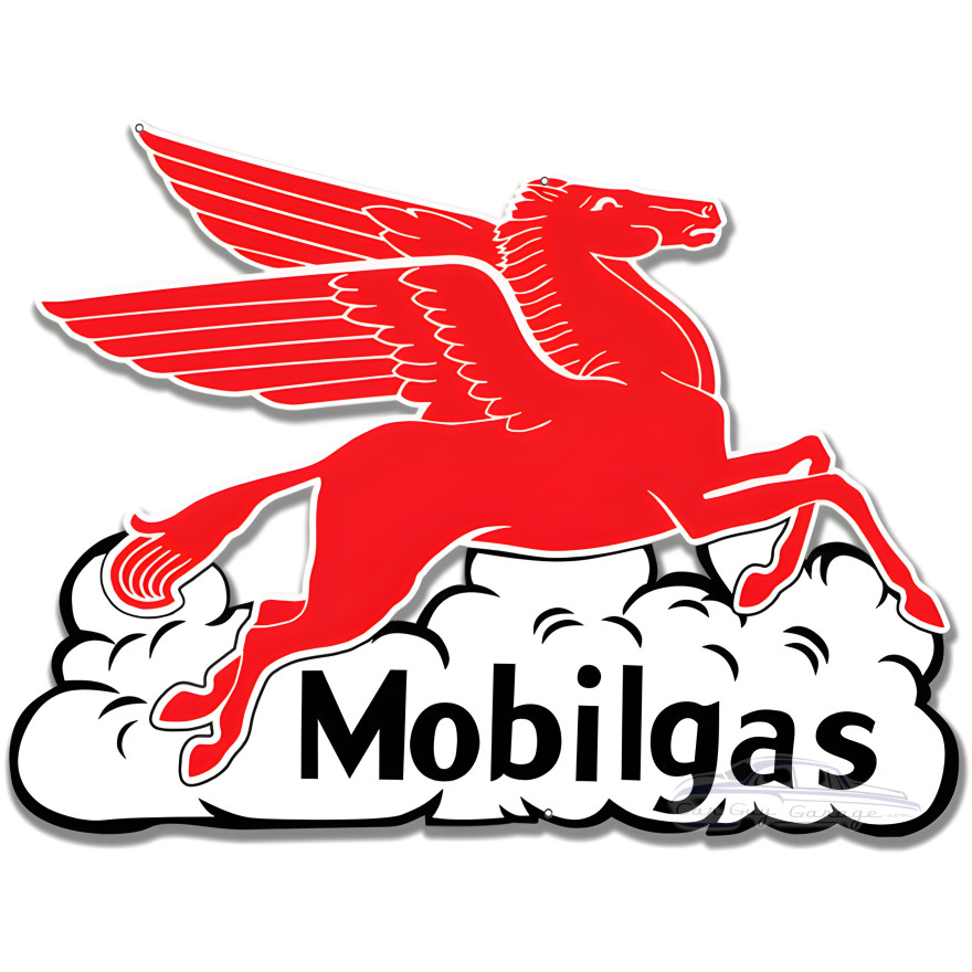 Mobilgas Pegasus Flying Horse In Cloud Metal Sign - 24" x 20" Mobilgas Pegasus Flying Horse In Cloud Metal Sign - 24" x 20"
