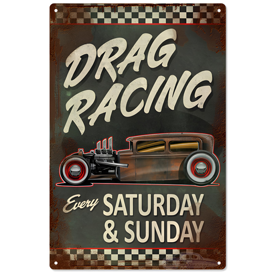 Nostalgic Drag Racing Metal Sign - 12" x 18" Nostalgic Drag Racing Metal Sign - 12" x 18"