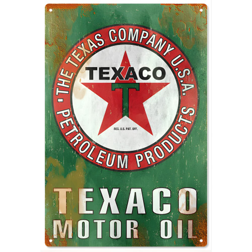 Texaco Motor Oil Metal Sign - 12" x 18"