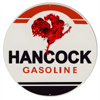 Hancock Rooster Gasoline Metal Sign - 24" Round