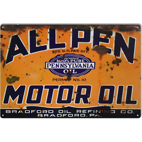 Allpen Motor Oil Metal Sign - 12" x 18"