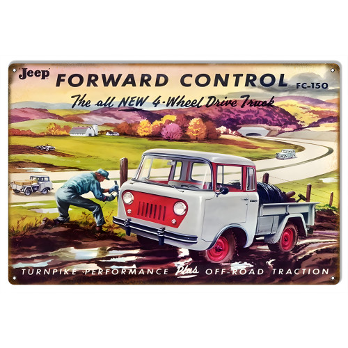 Jeep Forward Control Metal Sign - 12" x 18"