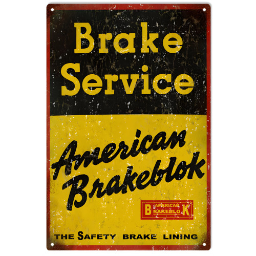 Brake Service American Brakeblok Metal Sign - 12" x 18"
