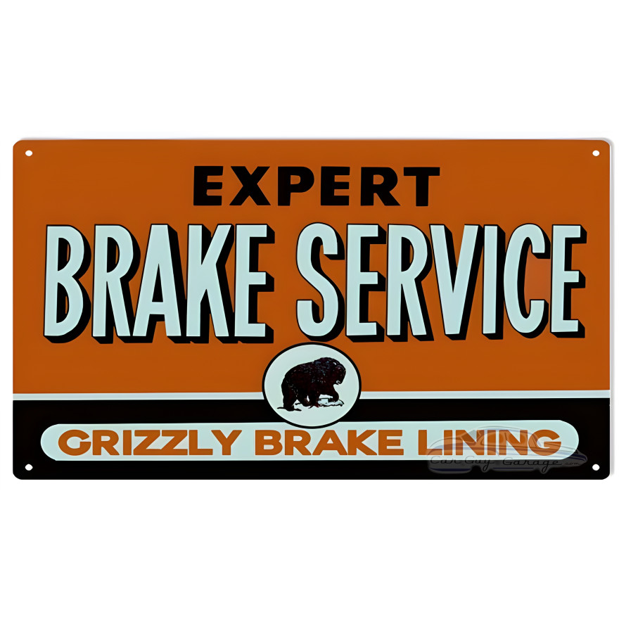 Grizzly Brake Lining Metal Sign - 8" x 14" Grizzly Brake Lining Metal Sign - 8" x 14"