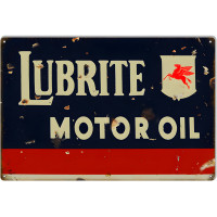 Lubrite Motor Oil Metal Sign - 12" x 18"