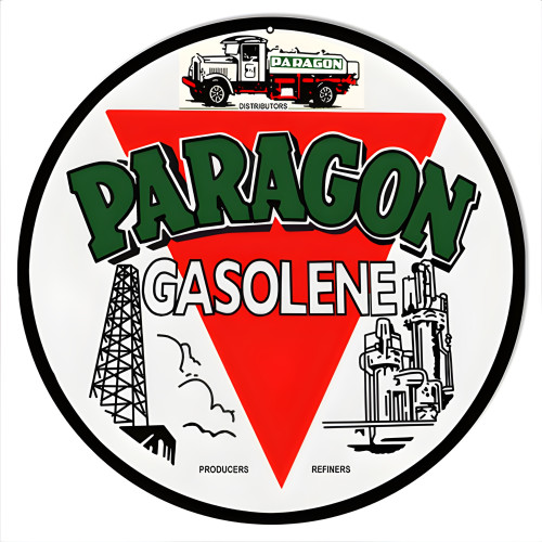 Paragon Gasolene Metal Sign - 14" Round