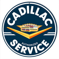 Cadillac Service Metal Sign - 14" Round