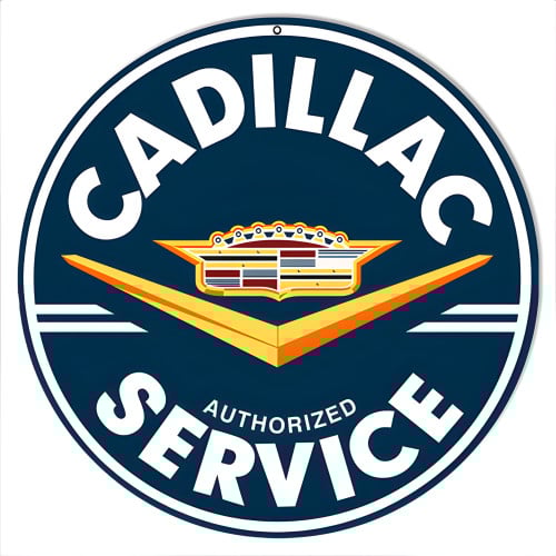 Cadillac Service Metal Sign - 14" Round