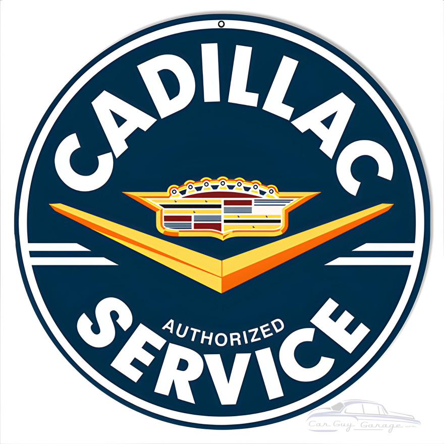 Cadillac Service Metal Sign - 14" Round Cadillac Service Metal Sign - 14" Round