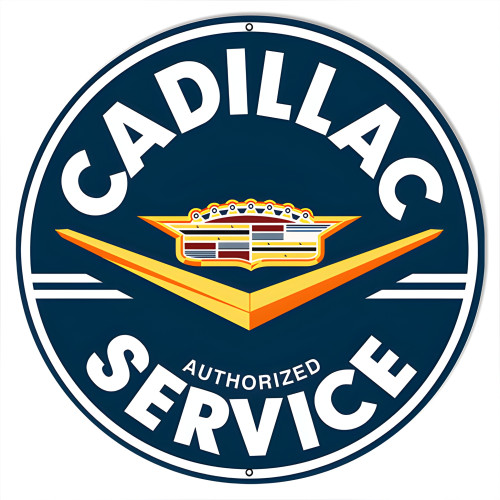 Cadillac Service Metal Sign - 18" Round