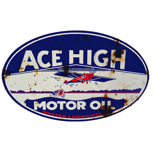Ace High Motor Oil Metal Sign - 11" x 18"