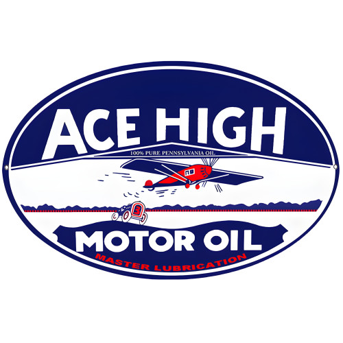 Ace High Motor Oil Metal Sign - 9" x 14"