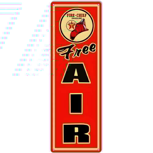 Texaco Free Air Gasoline Metal Sign - 8" x 24"