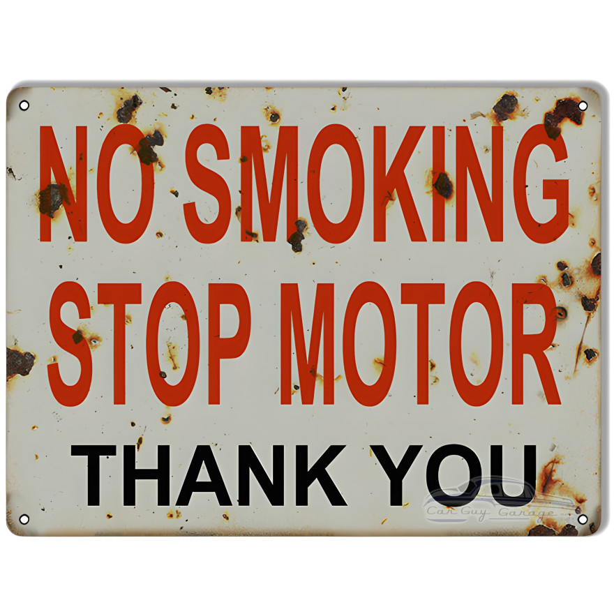 No Smoking Stop Motor Gas Station Metal Sign - 9" x 12" No Smoking Stop Motor Gas Station Metal Sign - 9" x 12"