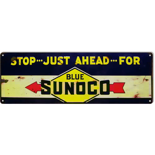 Reproduction Stop Just Ahead Conoco Motor Oil Metal Sign - 6" x 18"