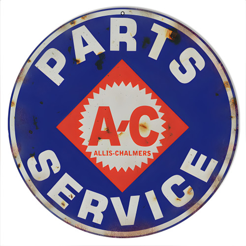 AC Parts And Service Motor Oil Metal Sign - 14" Round