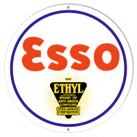 ESSO Ethyl Motor Oil Metal Sign - 24" Round