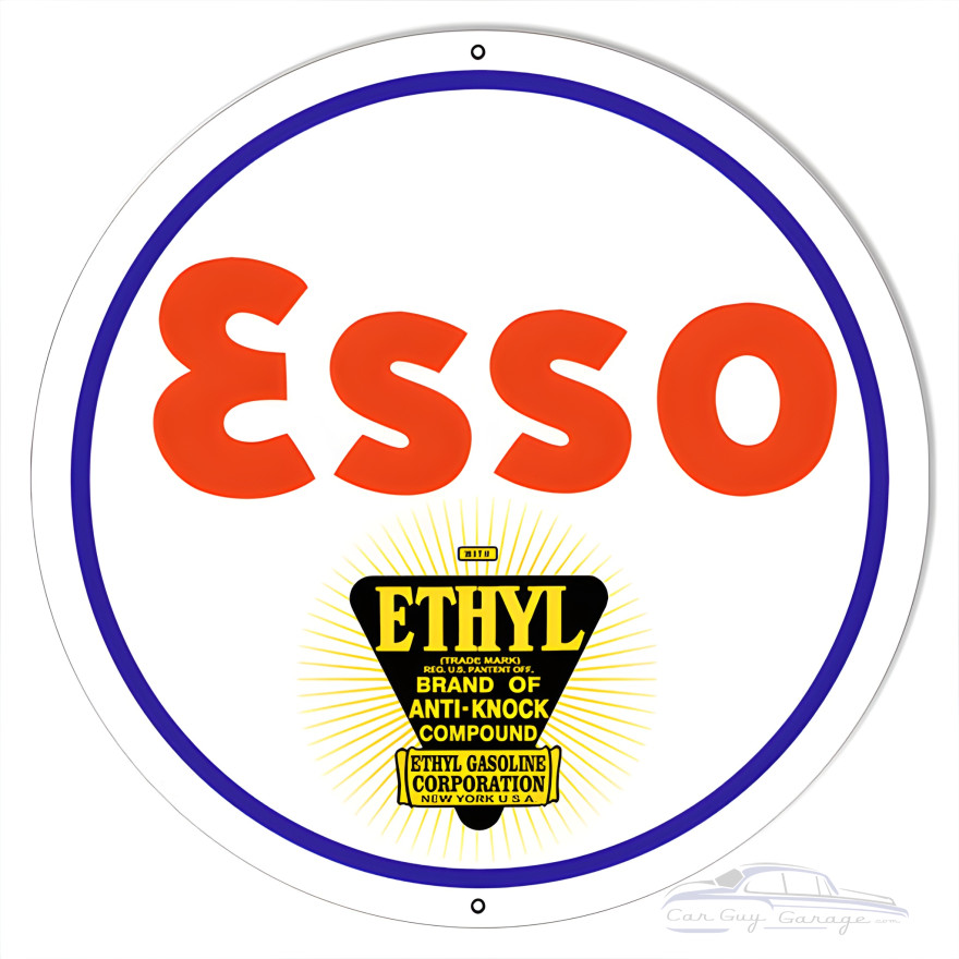ESSO Ethyl Motor Oil Metal Sign - 24" Round ESSO Ethyl Motor Oil Metal Sign - 24" Round
