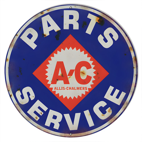 AC Parts Service Motor Oil Metal Sign - 24" Round