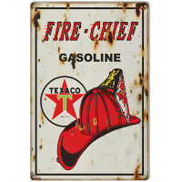Fire Chief Texaco Gasoline Metal Sign - 16" x 24"