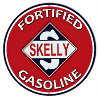 Skelly Fortified Gasoline Motor Oil Metal Sign - 18" Round