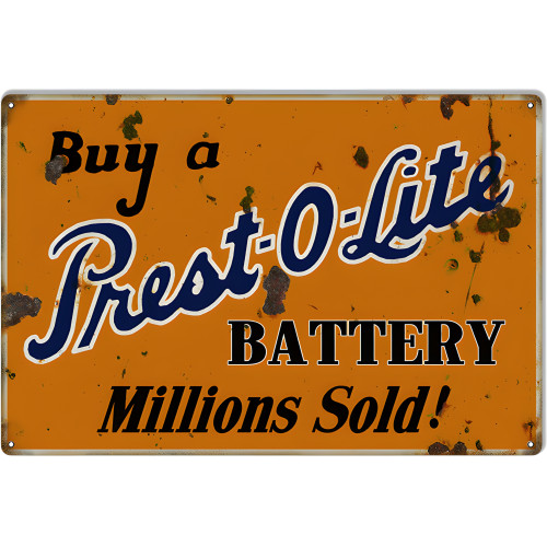 Prest O Lite Battery Metal Sign - 16" x 24"