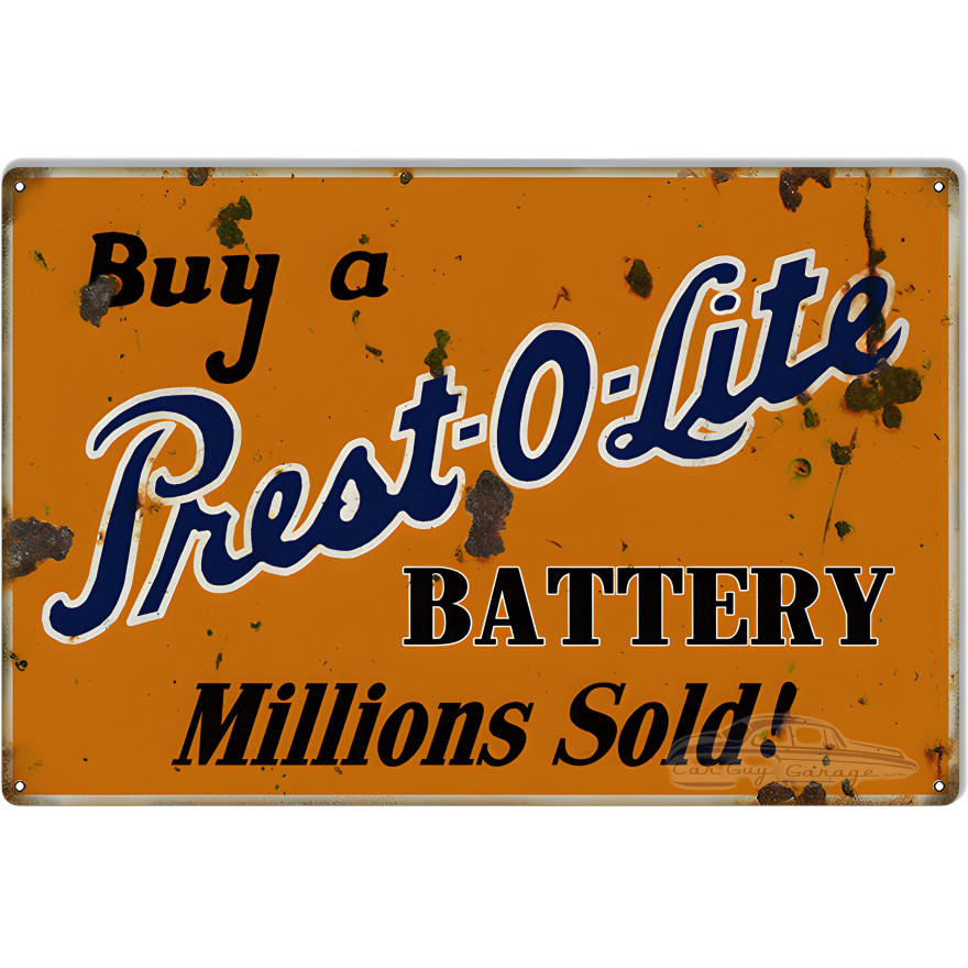 Prest O Lite Battery Metal Sign - 16" x 24"