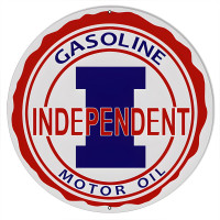 Independent Gasoline Motor Oil Metal Sign - 24" Round