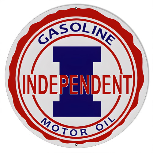 Independent Gasoline Motor Oil Metal Sign - 24" Round