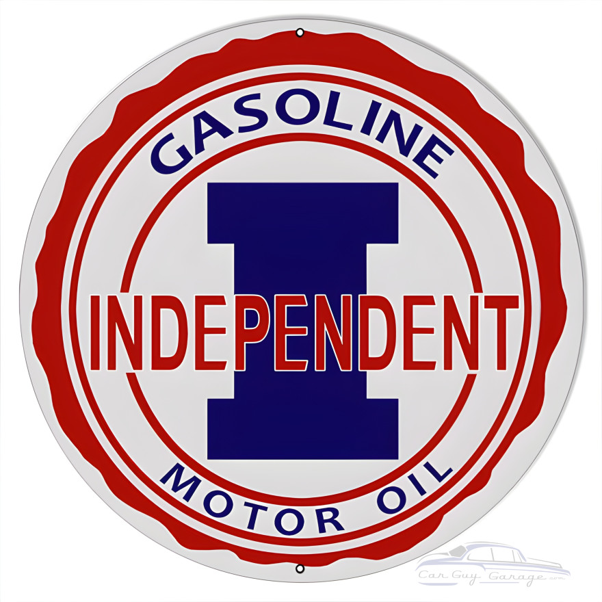 Independent Gasoline Motor Oil Metal Sign - 24" Round Independent Gasoline Motor Oil Metal Sign - 24" Round