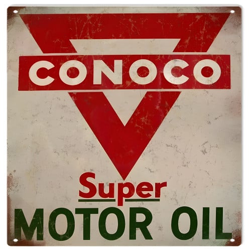Conoco Super Motor Oil Metal Sign - 12" x 12"