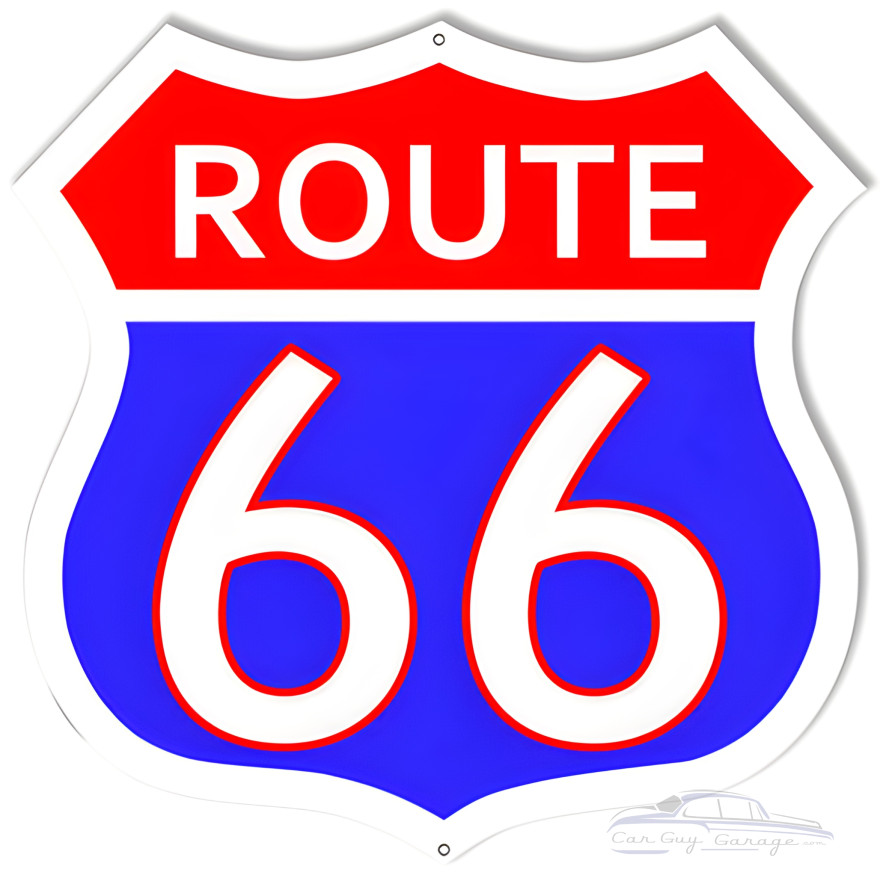 Red And Blue Route 66 Gas Station Metal Sign - 15" x 15" Red And Blue Route 66 Gas Station Metal Sign - 15" x 15"