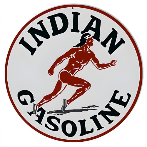 Indian Gasoline Motor Oil Metal Sign - 14" Round