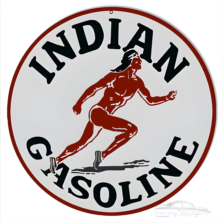 Indian Gasoline Motor Oil Metal Sign - 14" Round Indian Gasoline Motor Oil Metal Sign - 14" Round